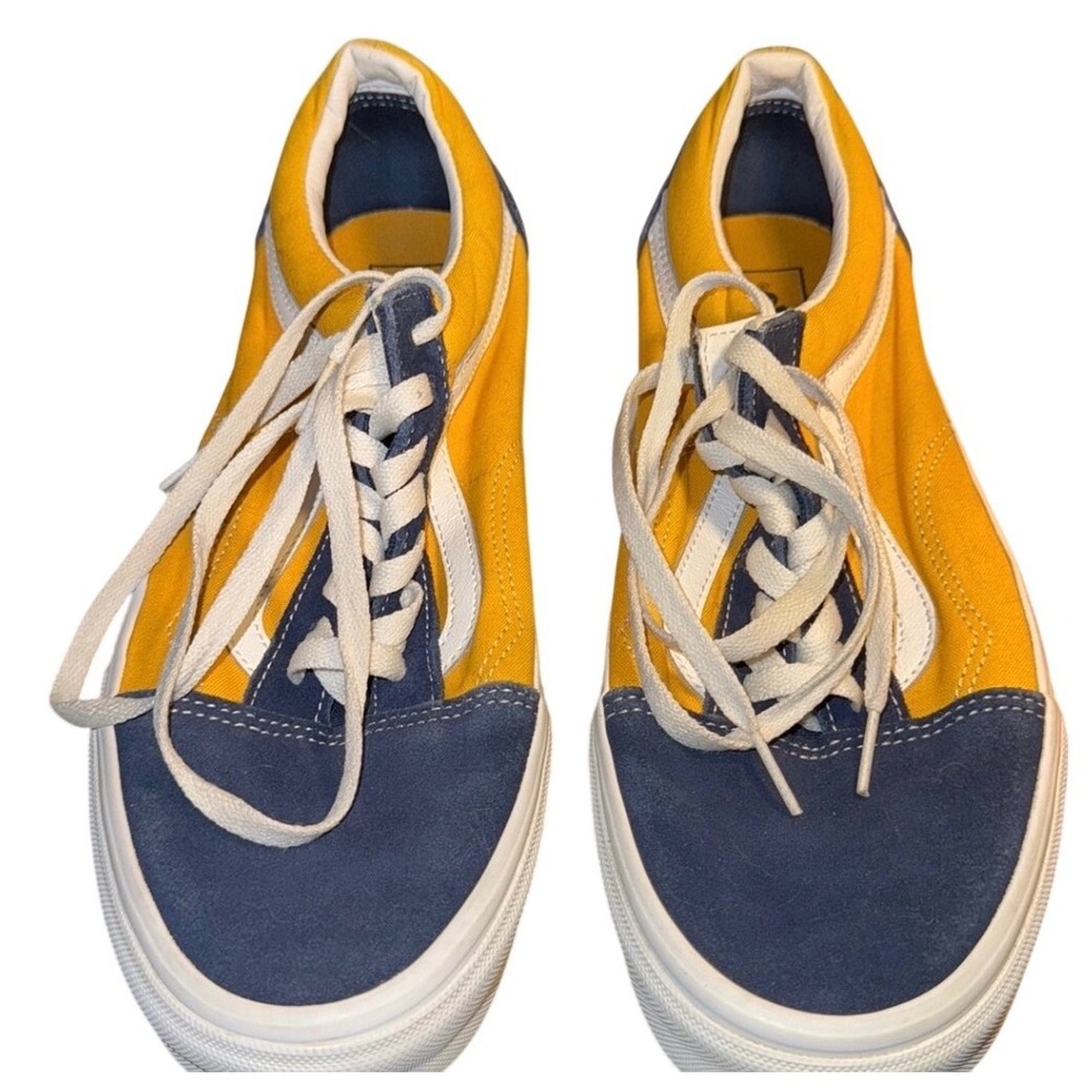 Vans Old Skool Mens 10.5 Shoes Sneakers Yellow Navy‎ Suede Canvas